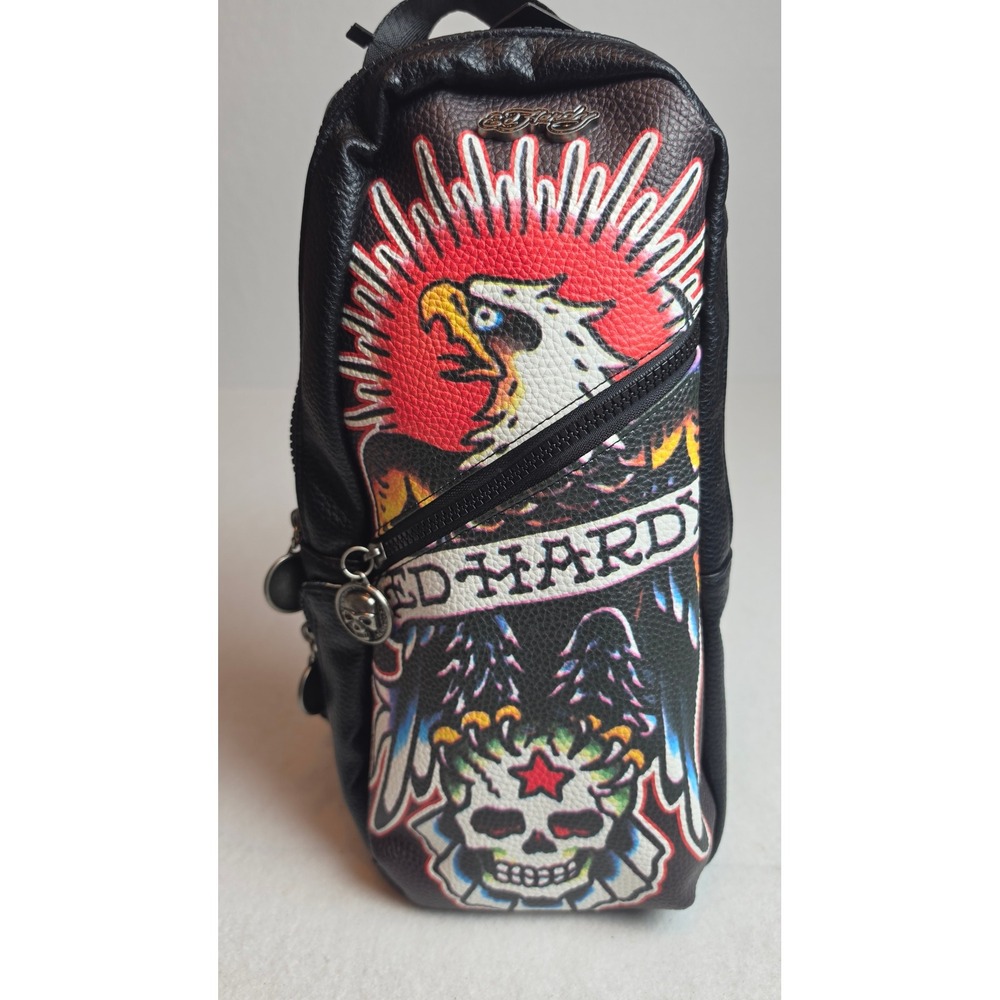 Ed Hardy Sling Bag Black Eagle Skull Tattoo Graphic Crossbody Backpack Y2K NWT